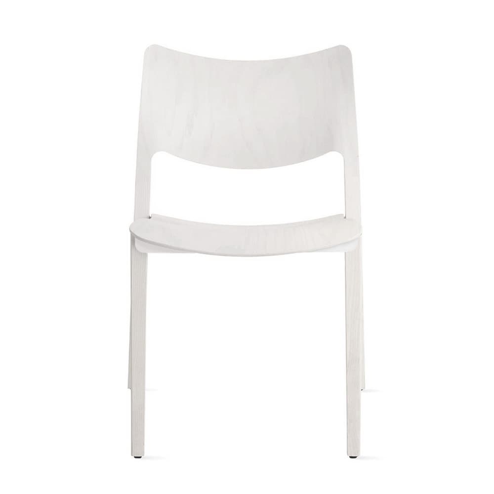 Chaise LACLASICA (lot de 4) - Frêne teinté blanc , Sans accoudoirs
