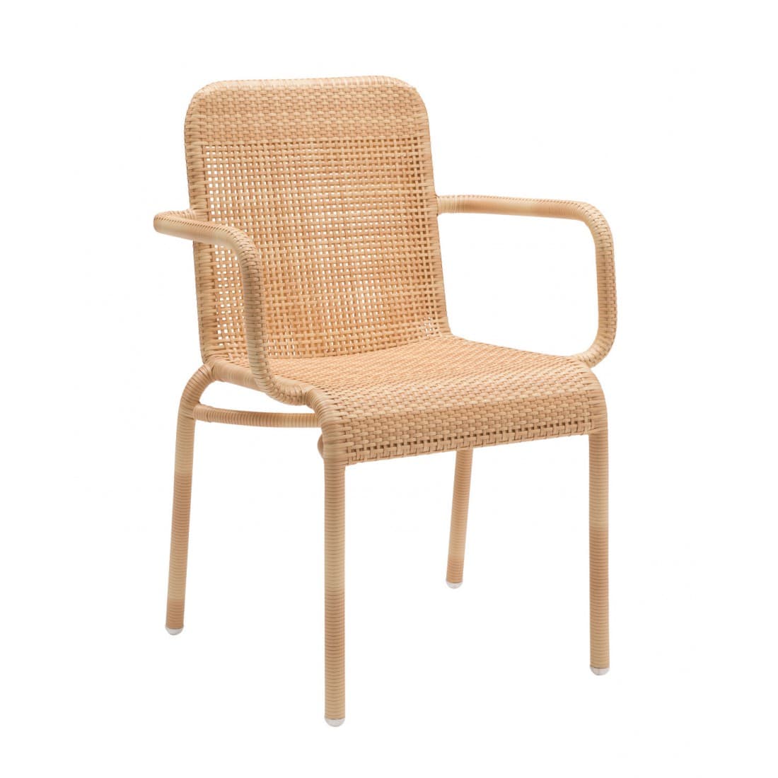 Chaise d'extérieur en résine tressée façon rotin - Avec accoudoirs