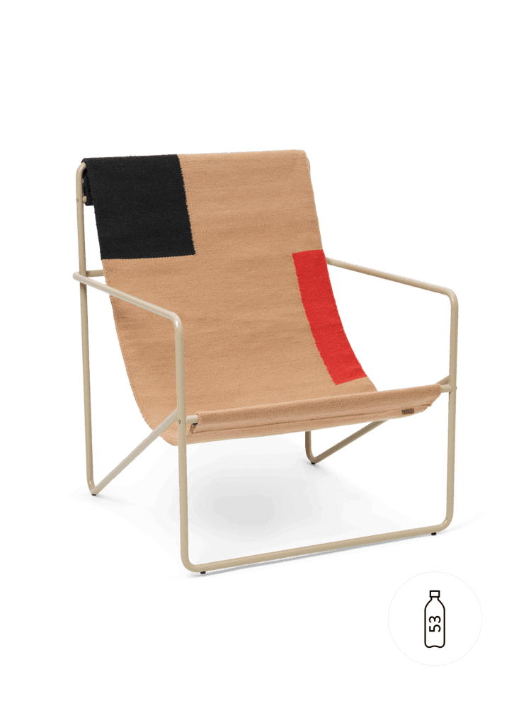 Fauteuil LOUNGE DESERT - Tissu Black Block , Brun cachemire