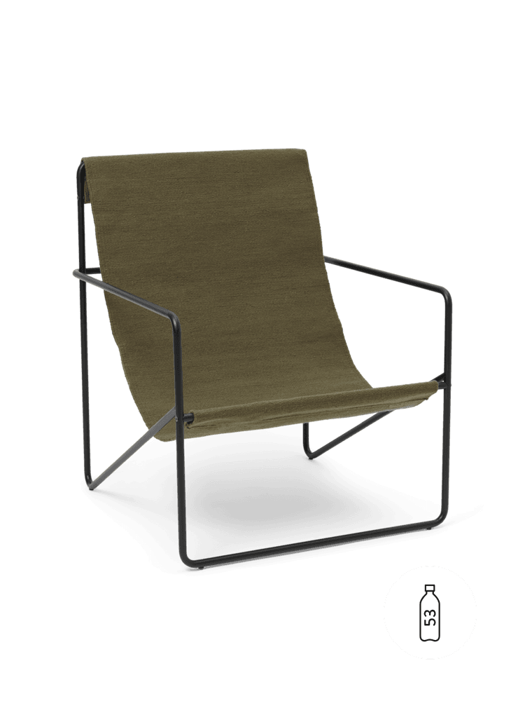 Fauteuil LOUNGE DESERT - Tissu Olive , Noire
