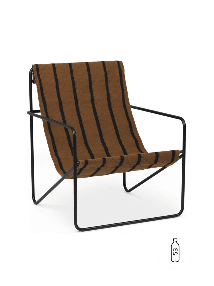 Fauteuil LOUNGE DESERT - Tissu Marron Bayadère , Noire