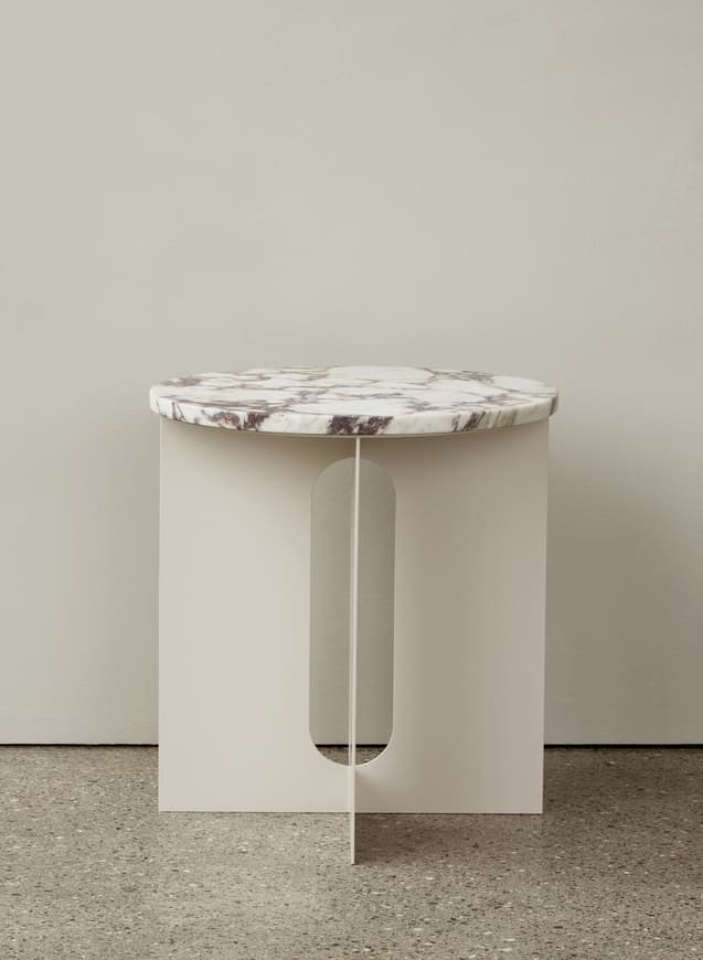 Table basse de séjour ronde en marbre MENU ANDROGYNE Ø 40cm - Marbre Nero Marquina