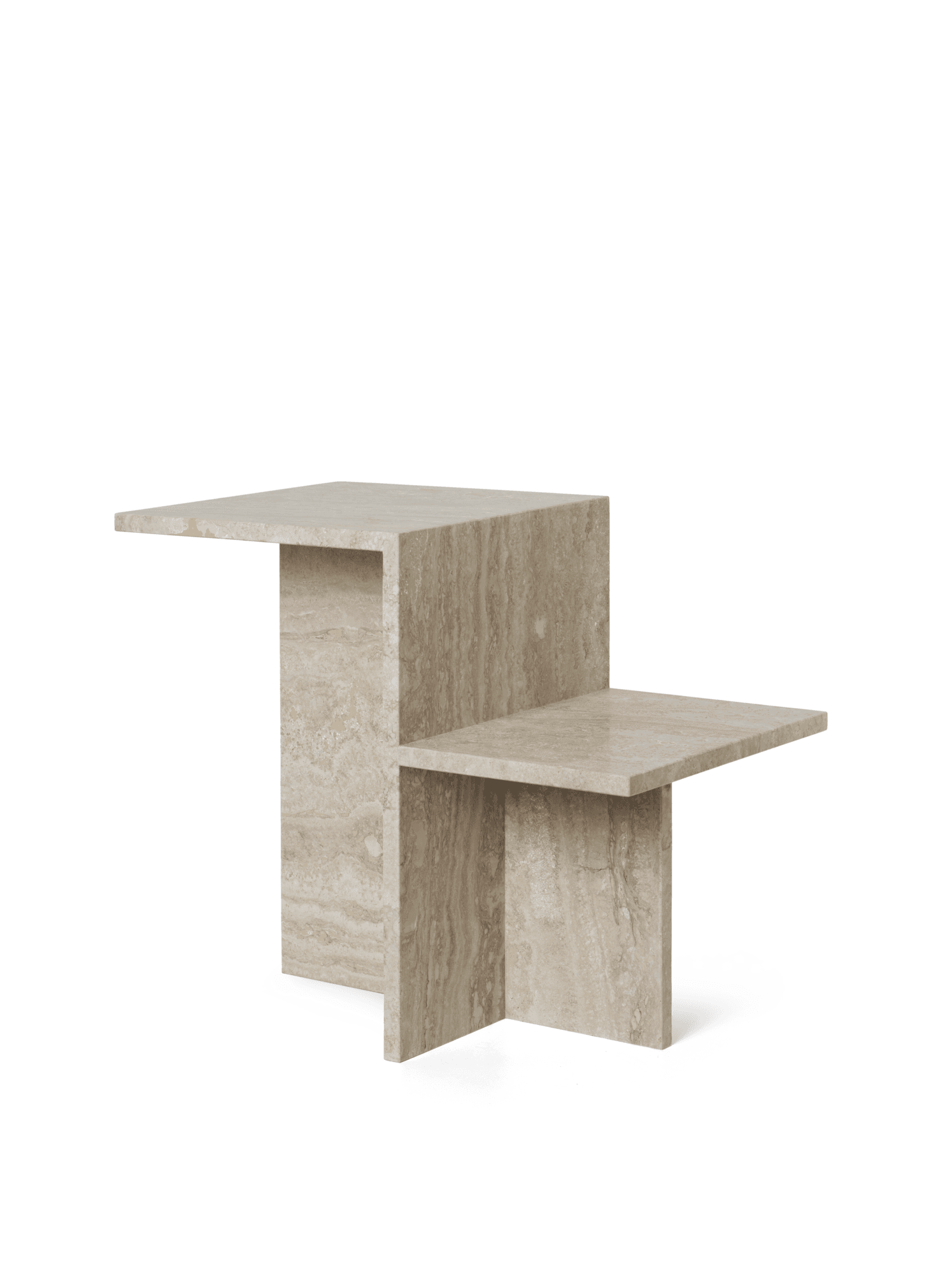 Table d'appoint en travertin style japandi