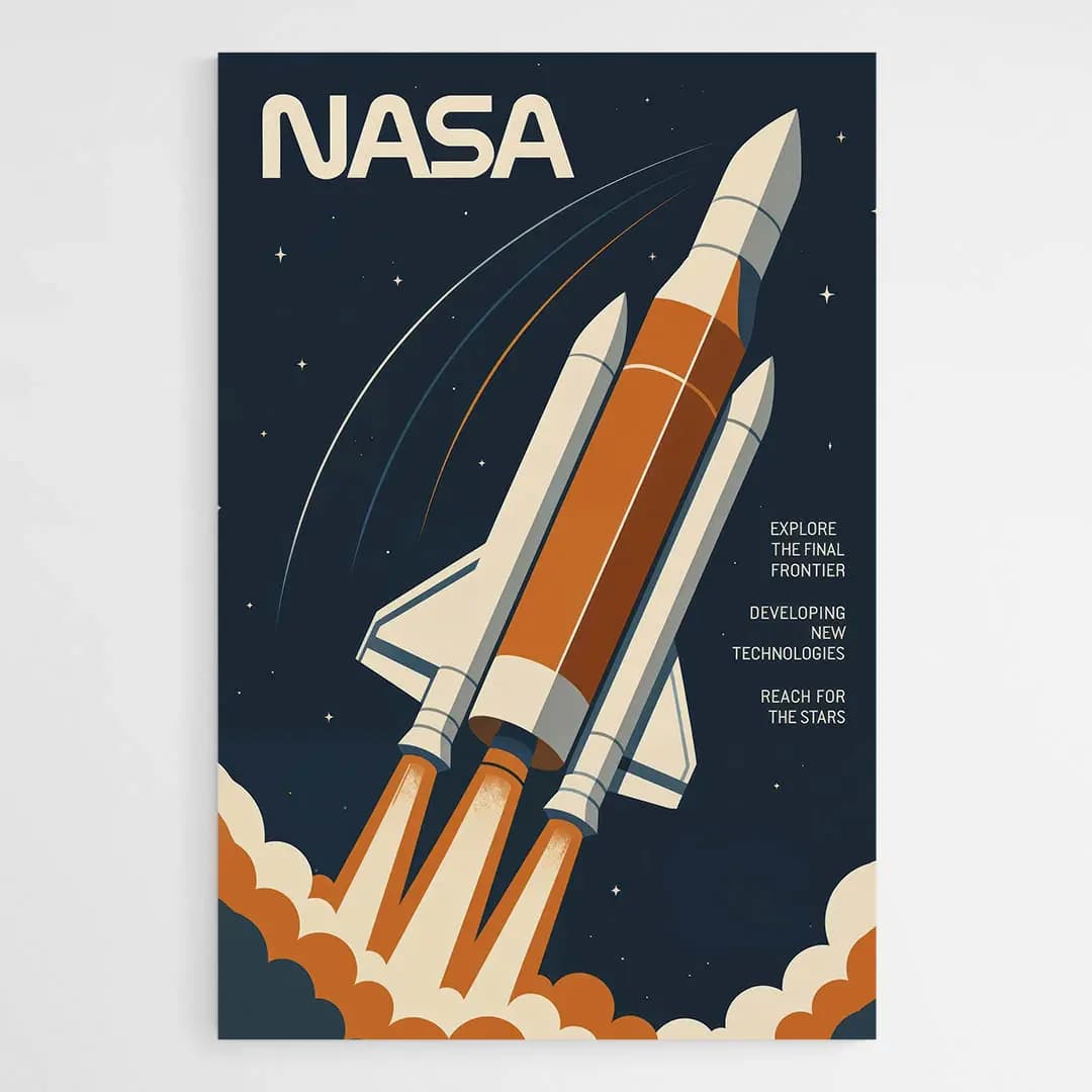 Affiche Nasa vintage Tableau avec cadre flottant 20x30