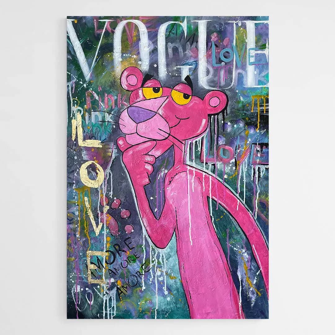 Panthère rose street art Tableau plexiglas 20x30