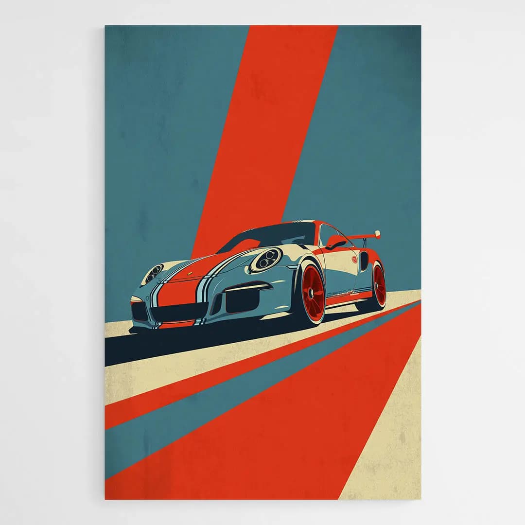 Tableau Porsche rouge Tableau monté sur châssis 20x30