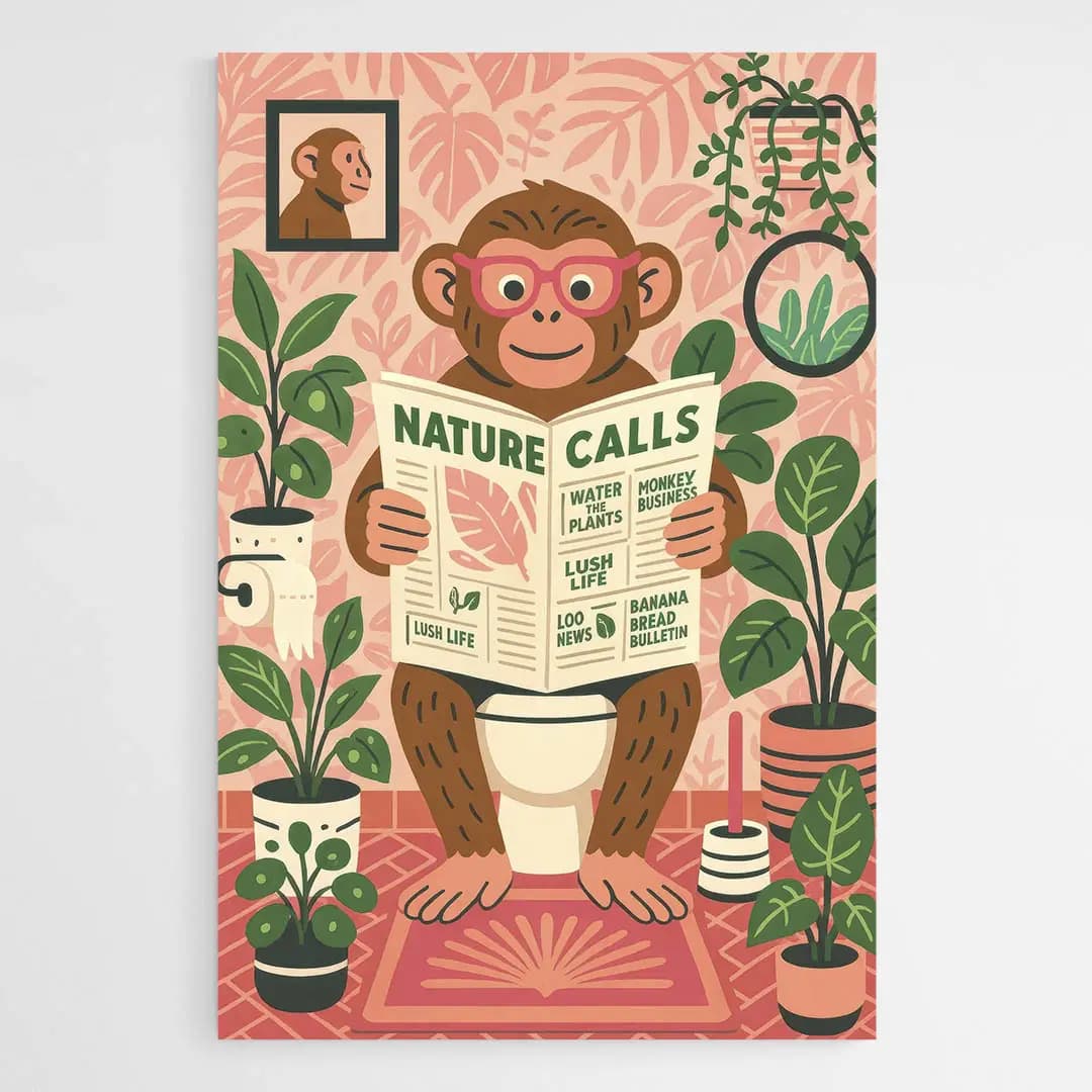 Tableau singe WC Tableau monté sur châssis 40x60