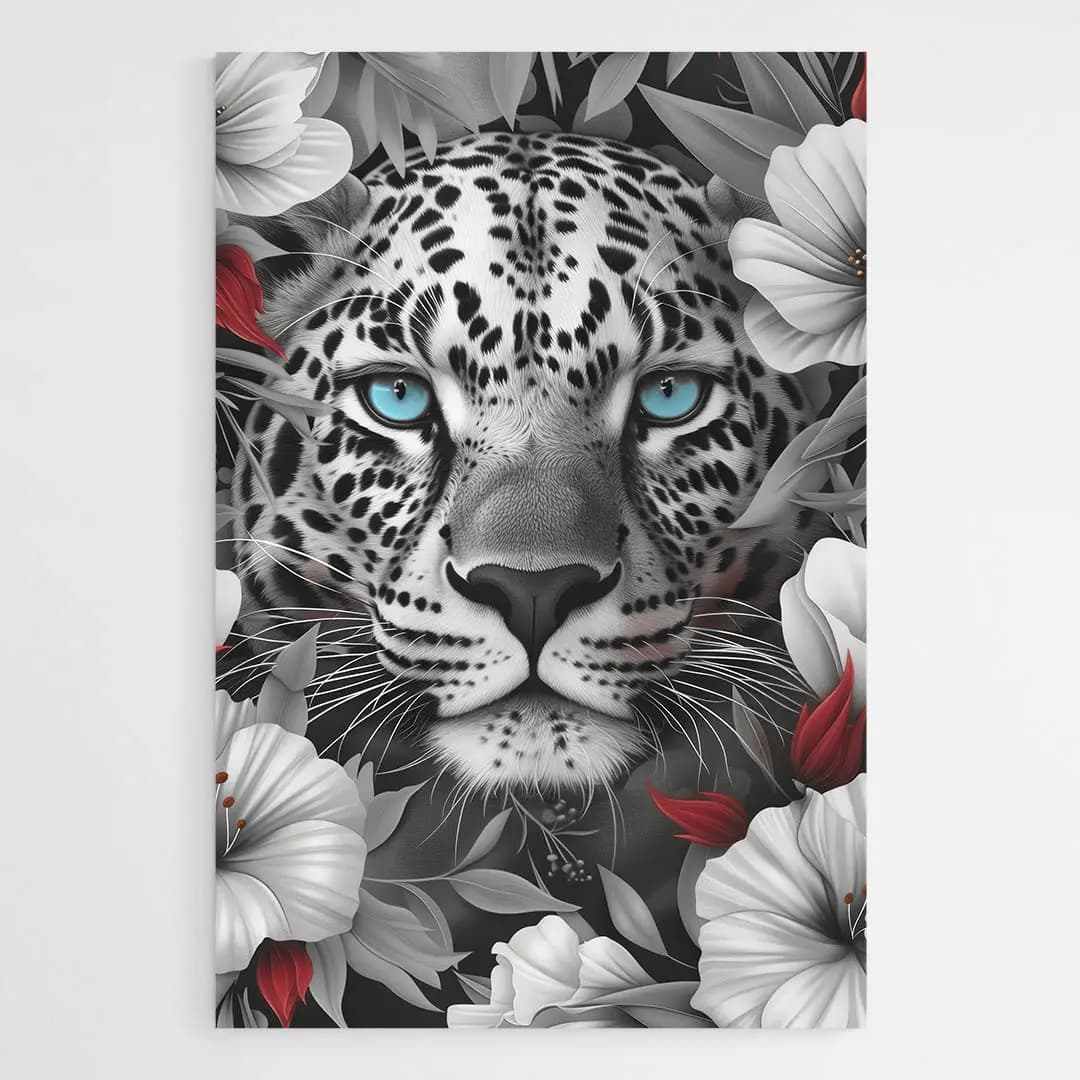 Tableau tête de léopard Tableau avec cadre flottant 20x30