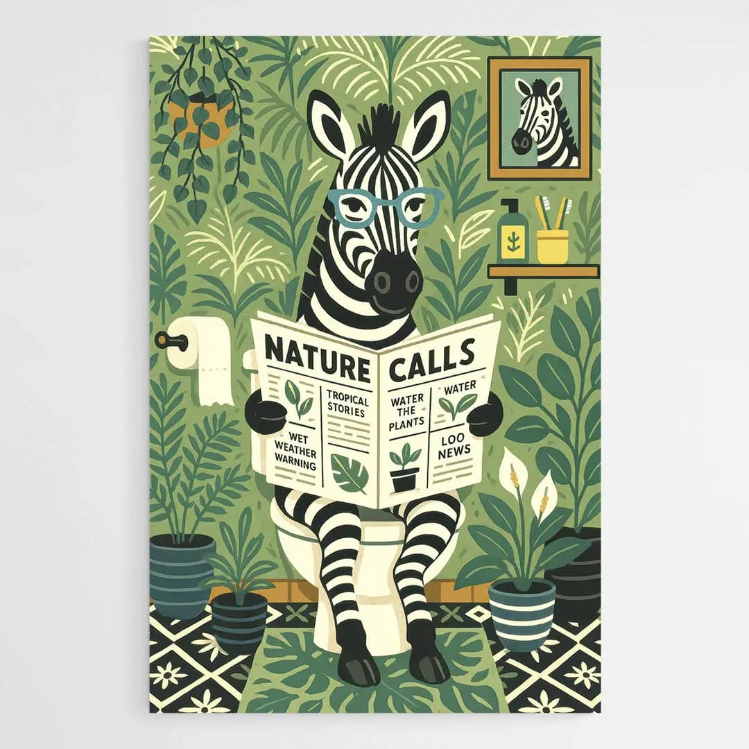 Tableau zebre WC Tableau avec cadre flottant 20x30