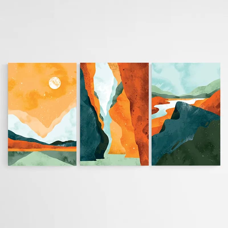 Triptyque paysage Tableau monté sur châssis 40x60