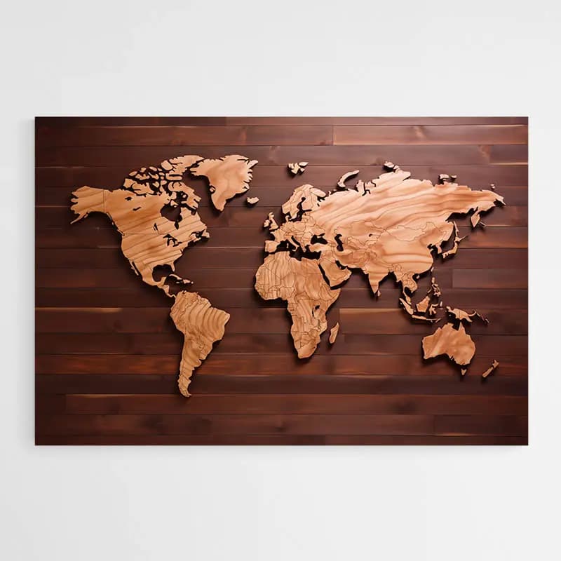Tableau Carte du Monde Bois Tableau sur aluminium 80x120