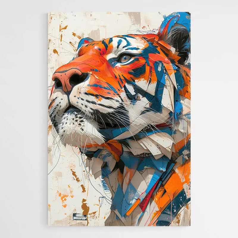 Tableau tigre orange et bleu Tableau plexiglas 40x60