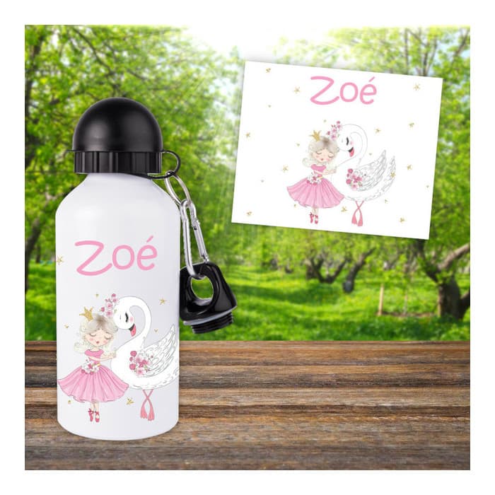 Gourde ou bouteille enfant personnalisée modèle danseuse et cygne