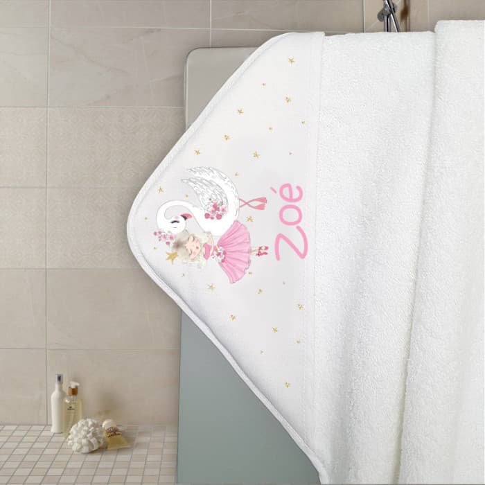 Cape de bain en éponge personnalisable modèle danseuse et cygne