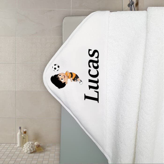Cape de bain en éponge personnalisable modèle football