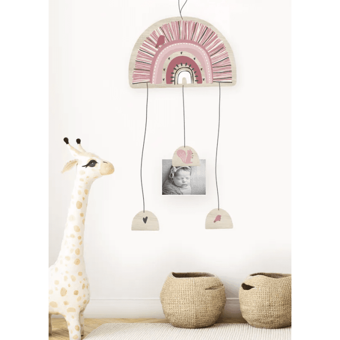 Mobile porte photos en bois RAINBOW rose