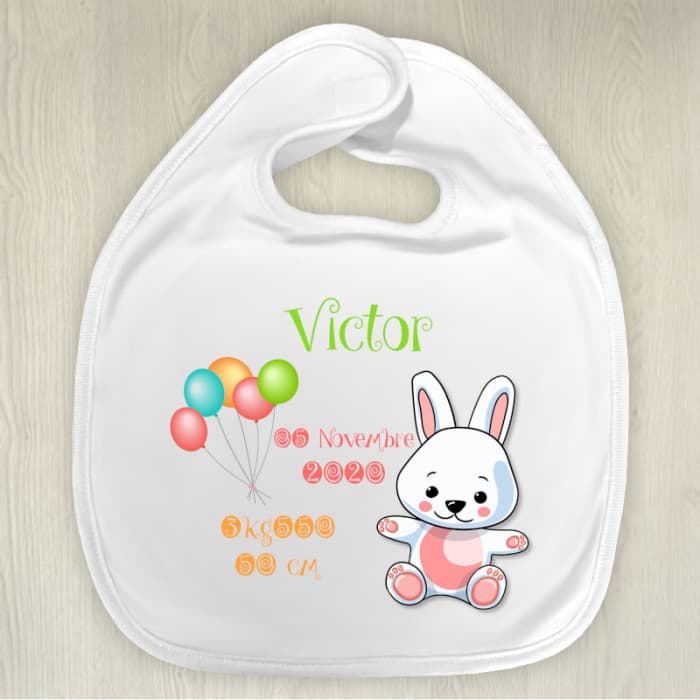 Bavoir personnalisable naissance modèle lapin