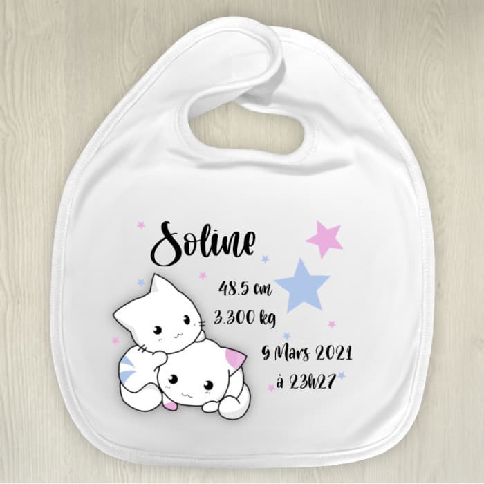 Bavoir personnalisable naissance modèle chats