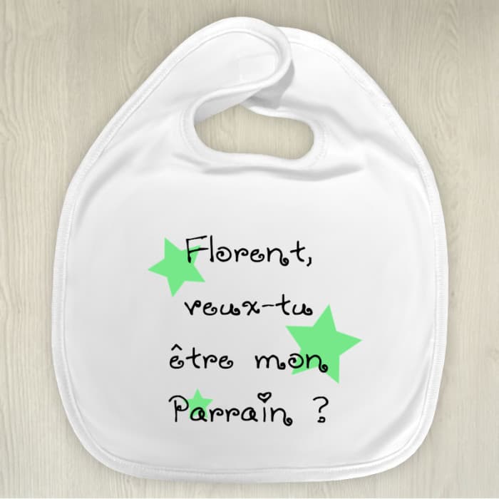 Bavoir personnalisable pour une demande au futur parrain
