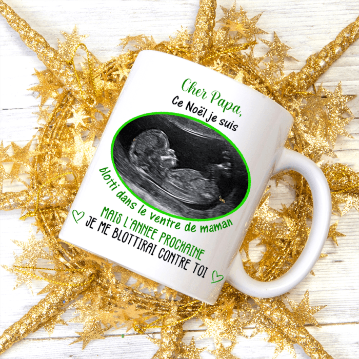 Mug Noël personnalisable avec échographie pour futur papa
