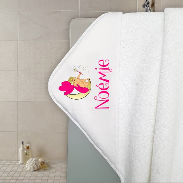Cape de bain en éponge personnalisable modèle fée