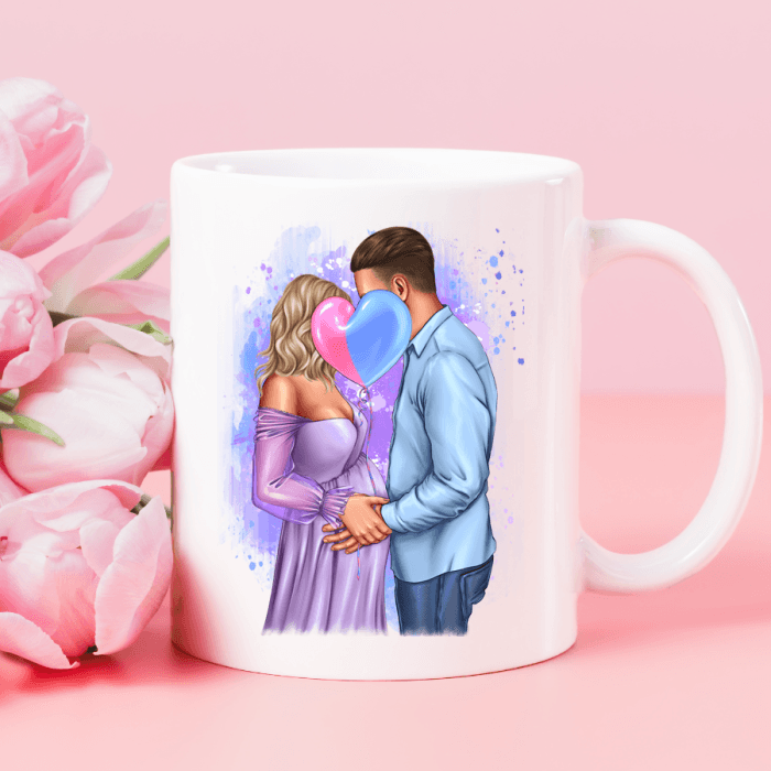 Mug couple personnalisable annonce grossesse ou sexe bébé