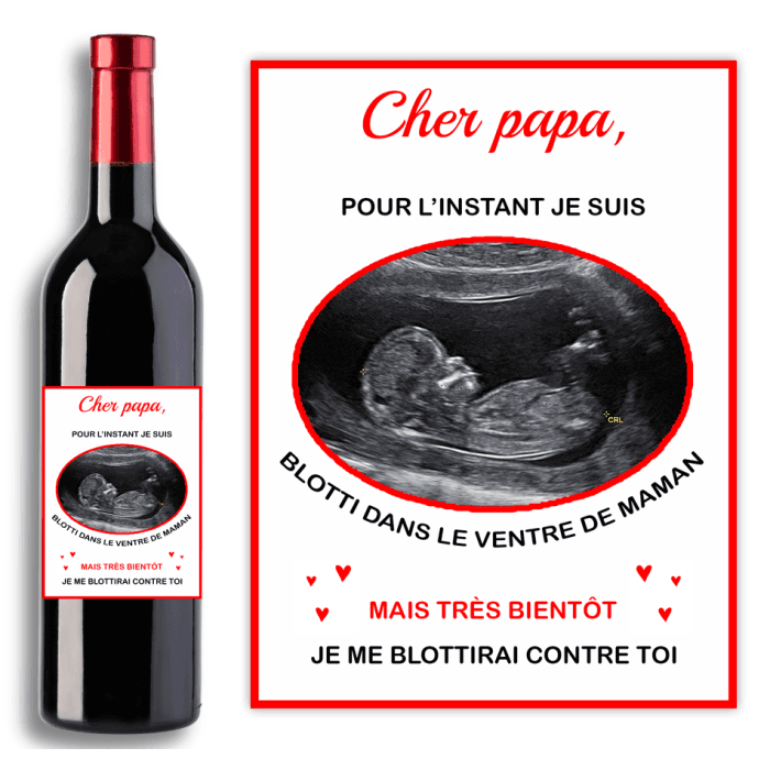 Étiquette bouteille de vin personnalisable échographie