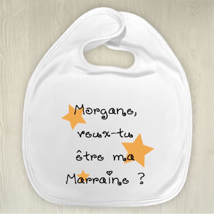 Bavoir personnalisable pour une demande à la future marraine