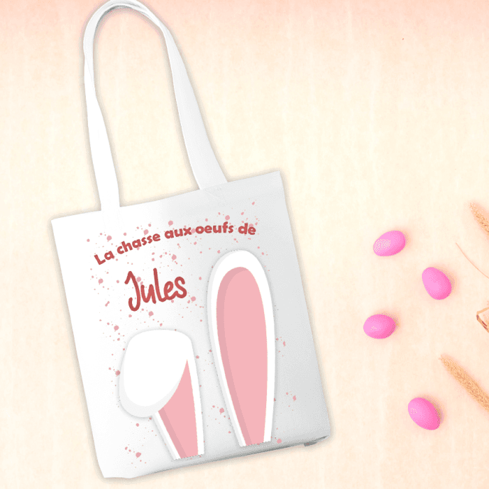 Tote bag personnalisable Pâques modèle oreilles lapin