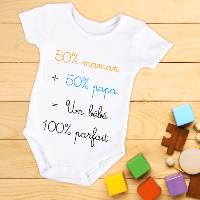 Body bébé ou tee-shirt personnalisé 50% maman 50% papa