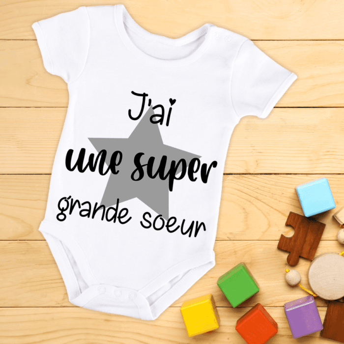 Body bébé ou tee-shirt personnalisé super grande soeur