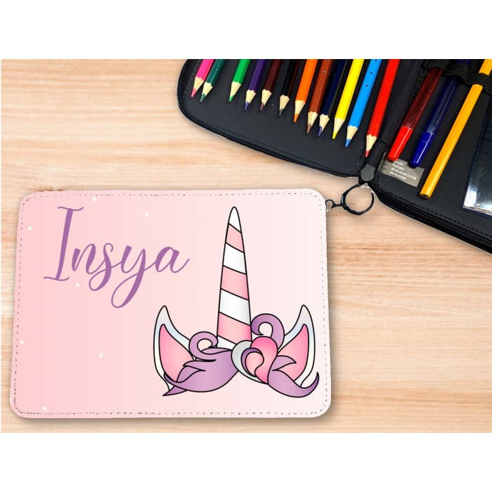 Trousse personnalisable remplie de crayons modèle licorne