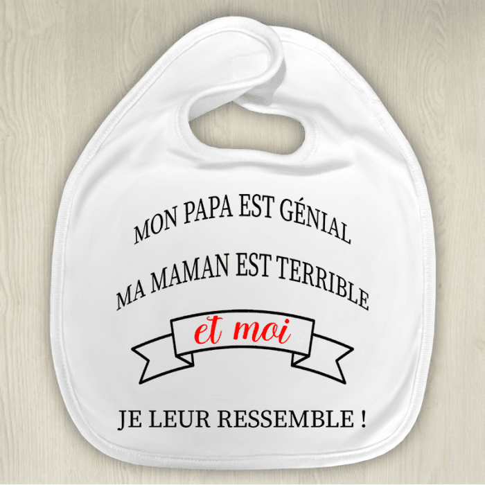 Bavoir bébé personnalisé Je leur ressemble