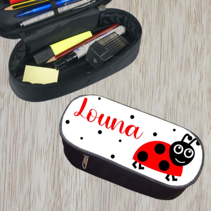 Trousse à crayons personnalisable modèle coccinelle