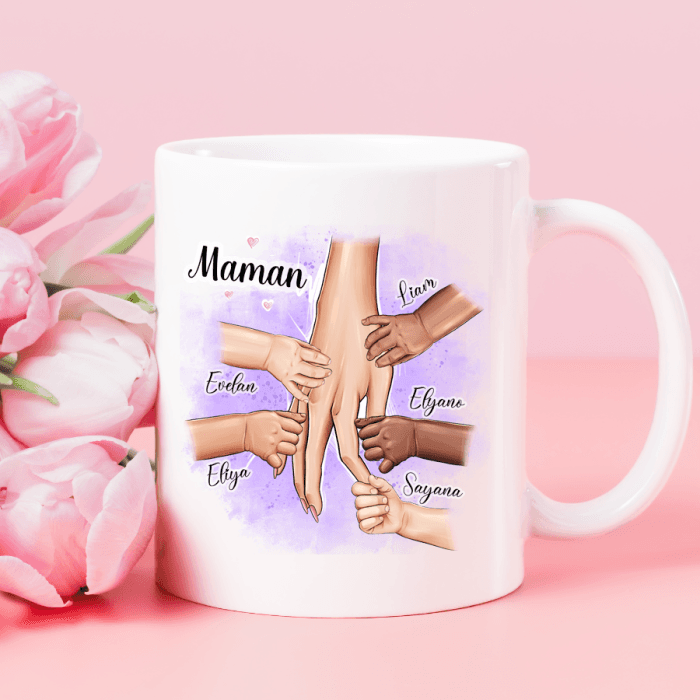 Mug maman personnalisable avec mains enfants