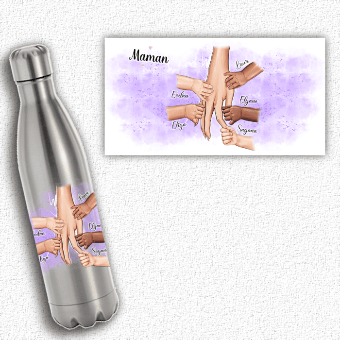 Bouteille isotherme maman personnalisable avec mains