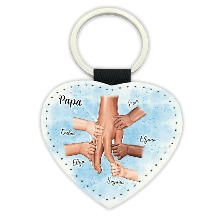Porte-clé simili cuir papa personnalisable avec mains