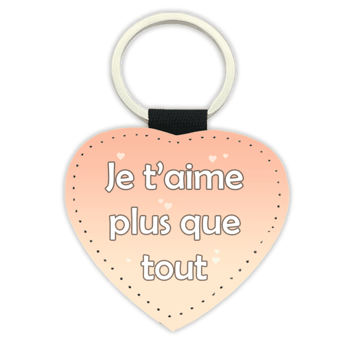 Porte-clé simili cuir coeur personnalisable avec message