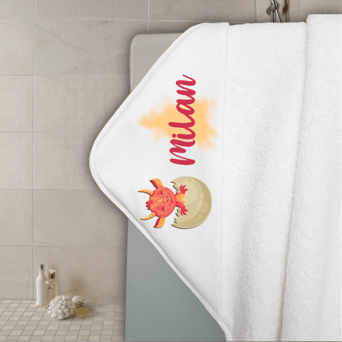 Cape de bain en éponge personnalisable modèle dragon