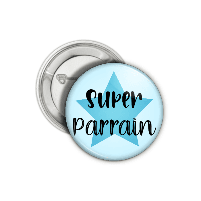 Badge ou magnet ou porte-clé personnalisé super parrain