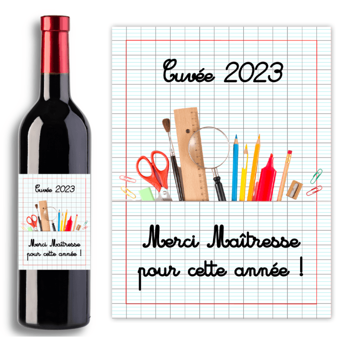 Étiquette bouteille personnalisable modèle cahier