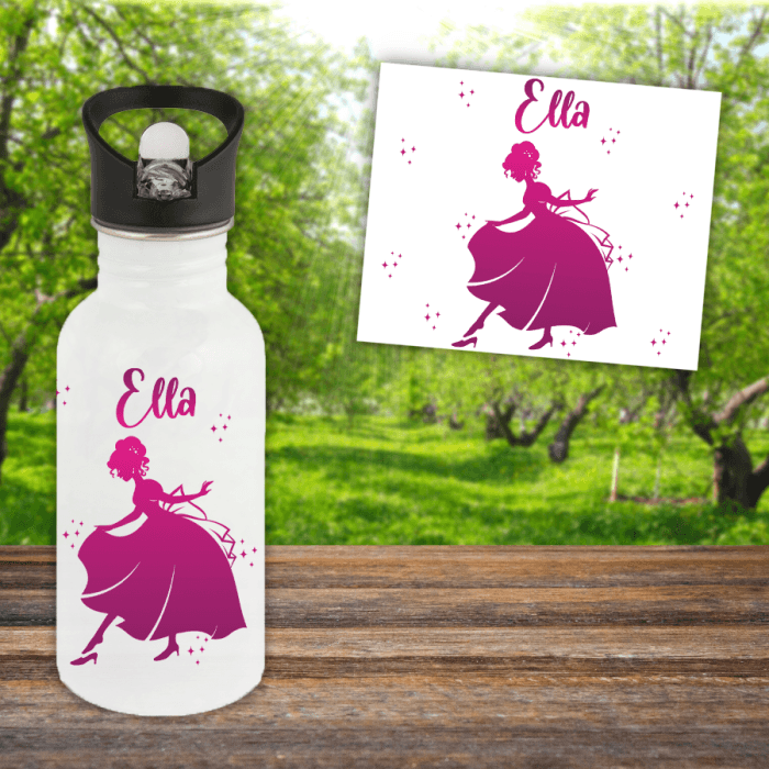 Gourde ou bouteille enfant personnalisée modèle Cendrillon