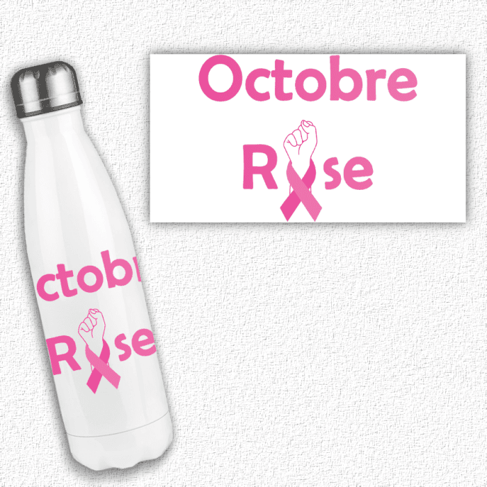 Bouteille isotherme personnalisée Octobre rose modèle poing