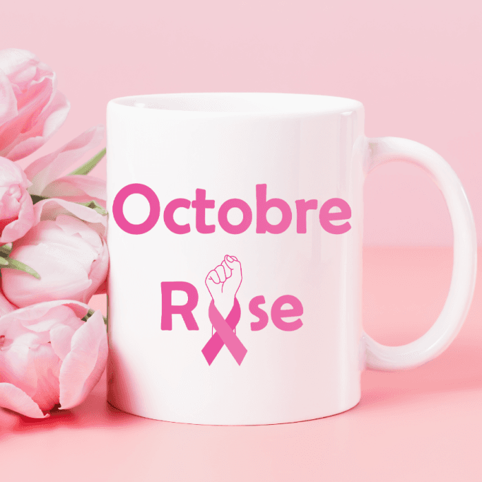 Mug personnalisé Octobre rose modèle poing