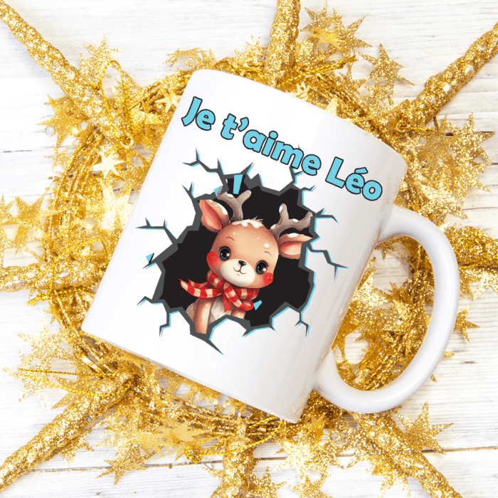 Mug Noël explosion personnalisable modèle renne
