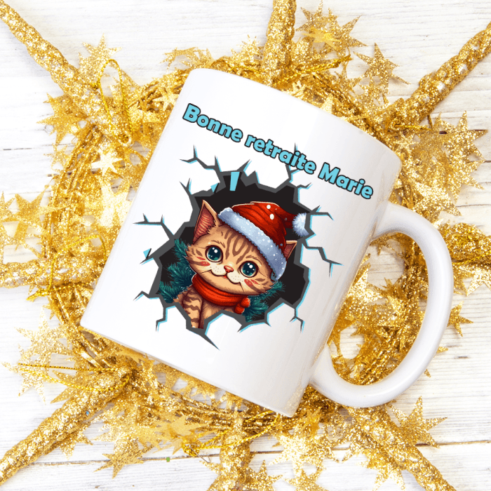 Mug Noël explosion personnalisable modèle chat