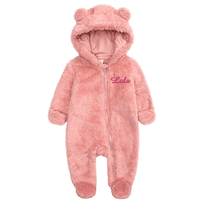 Combinaison brodée avec prénom rose ou bleue