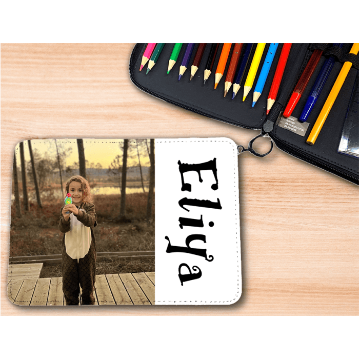 Trousse personnalisable remplie de crayons avec photo