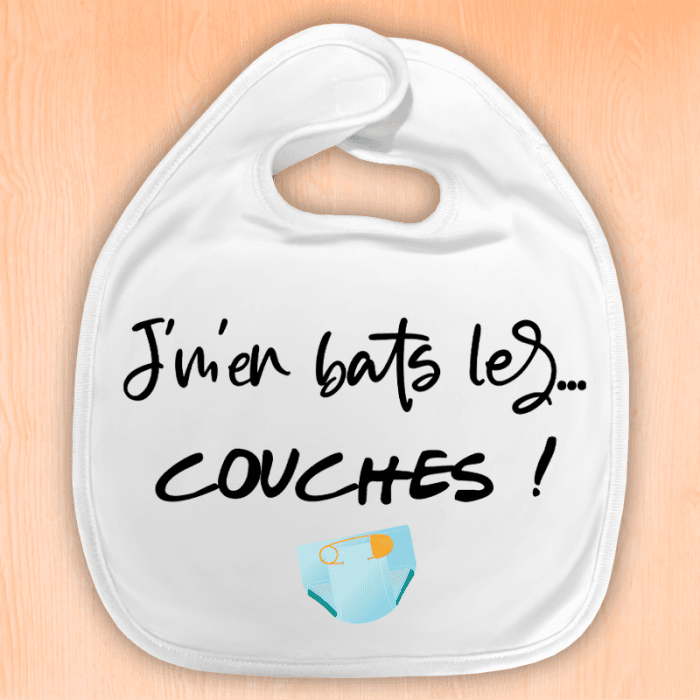 Bavoir personnalisé J'm'en bats les couches
