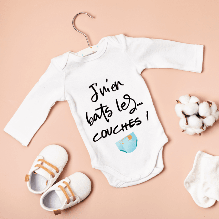 Body bébé ou tee-shirt personnalisé J'm'en bats les couches